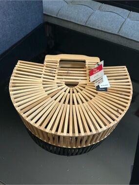 Auxiliary Natural Bamboo Semi-Circle Clutch
